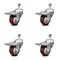 Service Caster 3 Inch Maroon Polyurethane Swivel 1/2 Inch Stem Caster Set with Total Lock Brake SCC-TSTTL20S314-PPUB-MRN-121315-4 - alternate 1